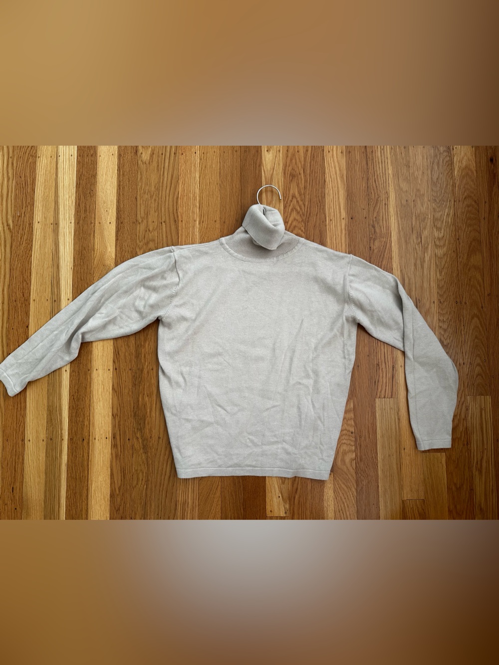 Light Beige Knit Turtle Neck Sweater